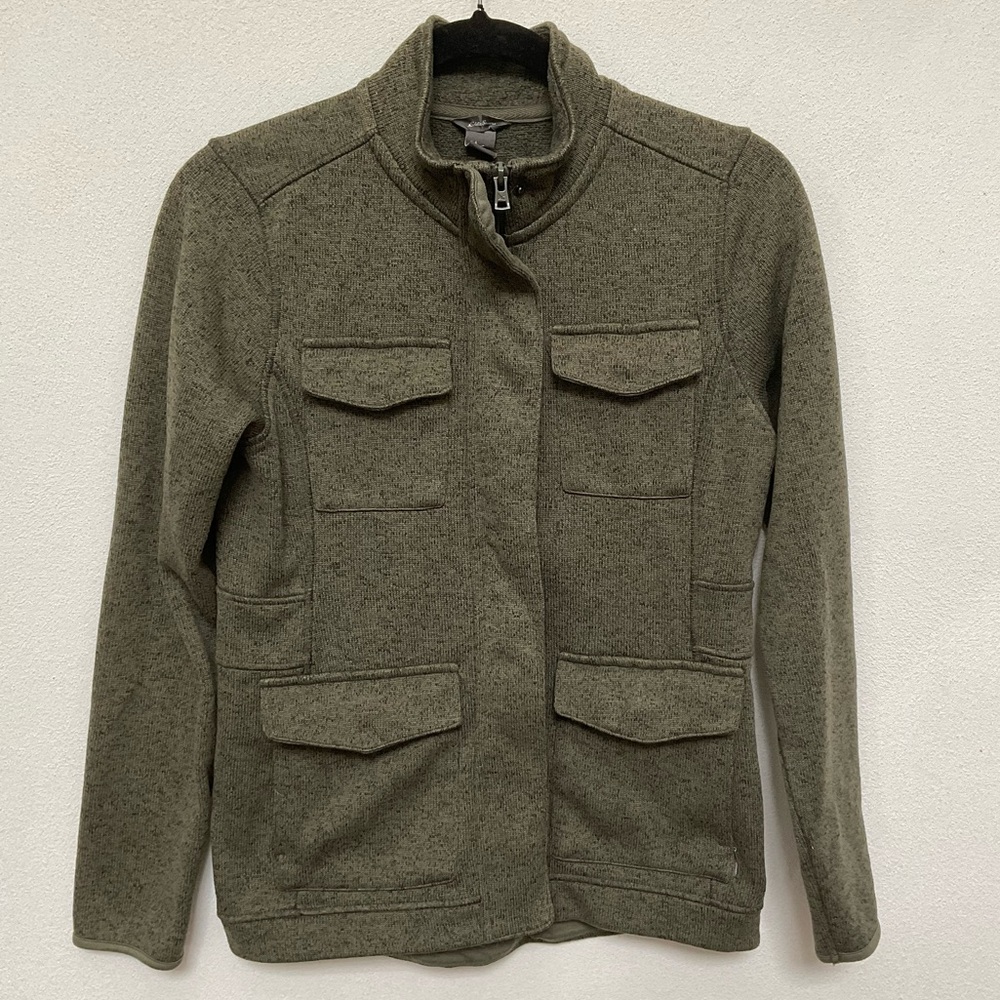 Eddie Bauer Army Green Multi Pocket Full Zip Jacket Size Small Fall Winter